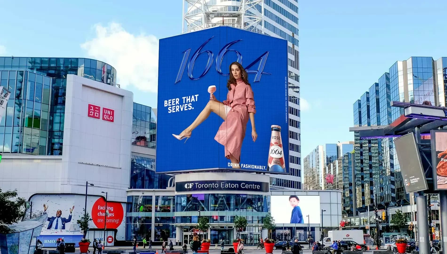 static 1664 rosé beer billboard at toronto eaton centre by the garden agency
