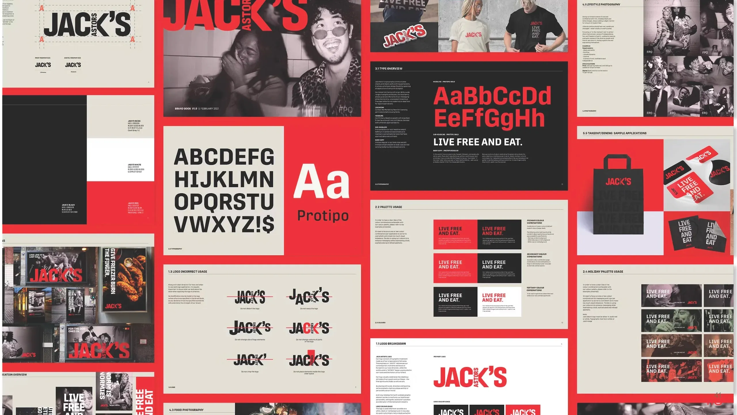 Professional brand identity guidelines and brand book for Jack Astor’s renegade restaurant positioning by The Garden.